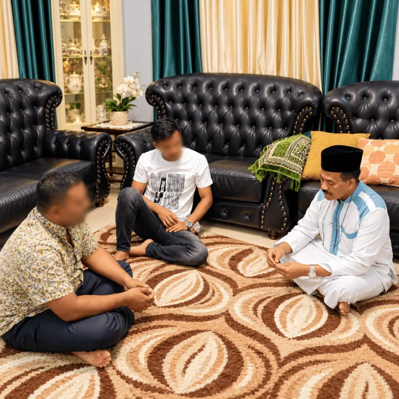 Ruang dalaman dengan susunan tempat duduk.